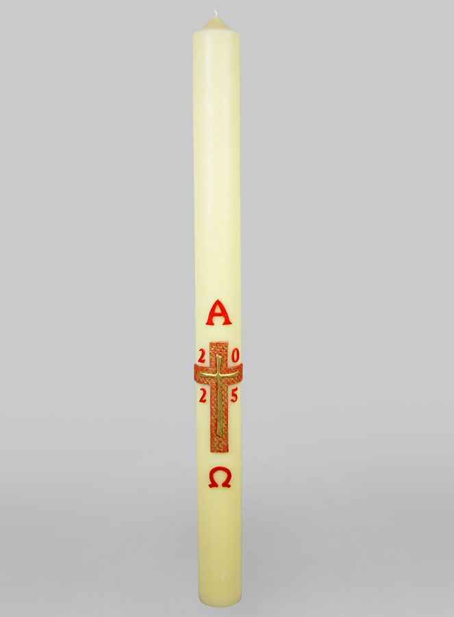 Cierge Pascal Croix Relief Dorée - 88cm (pic 1)