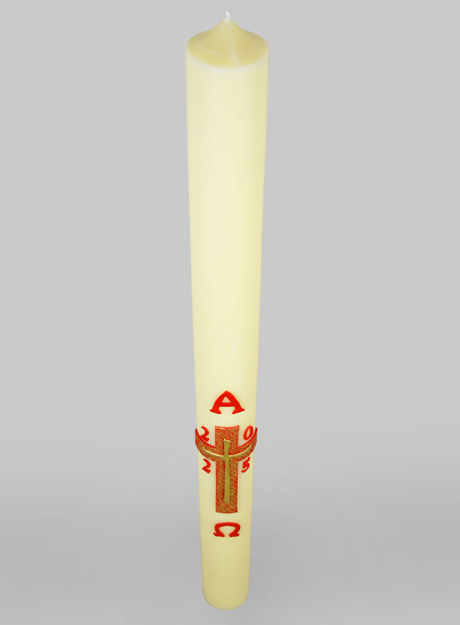 Cierge Pascal Croix Relief Dorée - 88cm (pic 2)