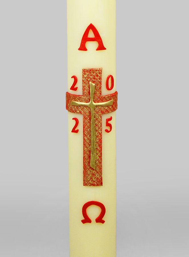 Cierge Pascal Croix Relief Dorée - 88cm (pic 3)