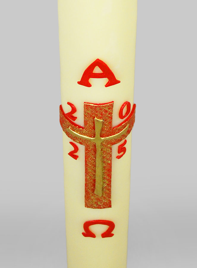 Cierge Pascal Croix Relief Dorée - 88cm (pic 4)