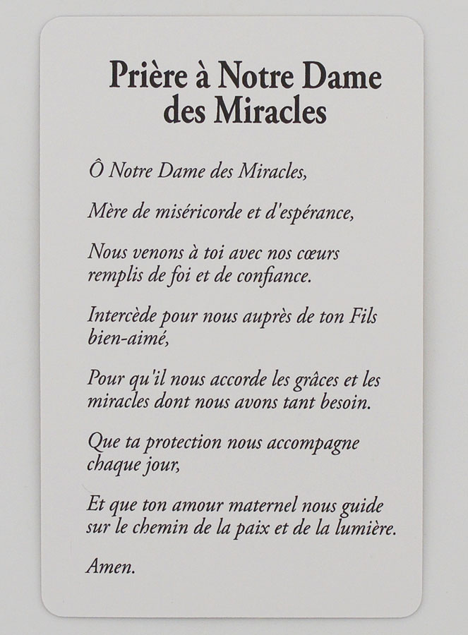 Carte de Prière à Notre Dame des Miracles (pic 2)