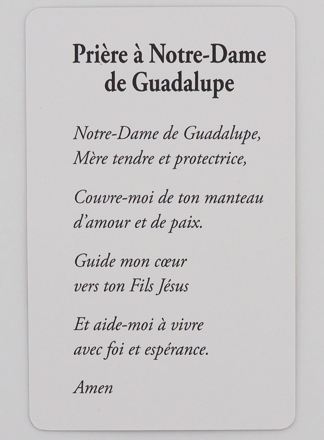 Carte de Prière à Notre Dame de Guadalupe (pic 2)