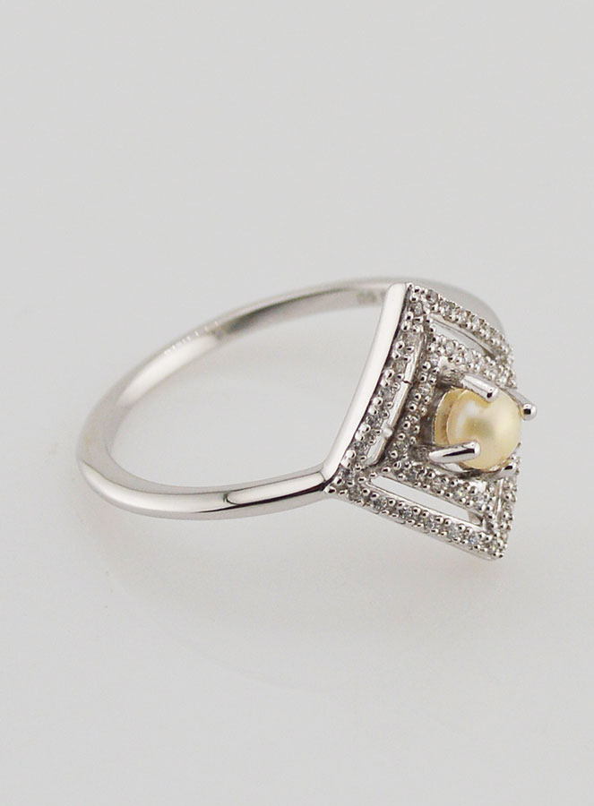 Bague Solitaire Losange Argent Rhodié et Zircons - T60 (pic 3)