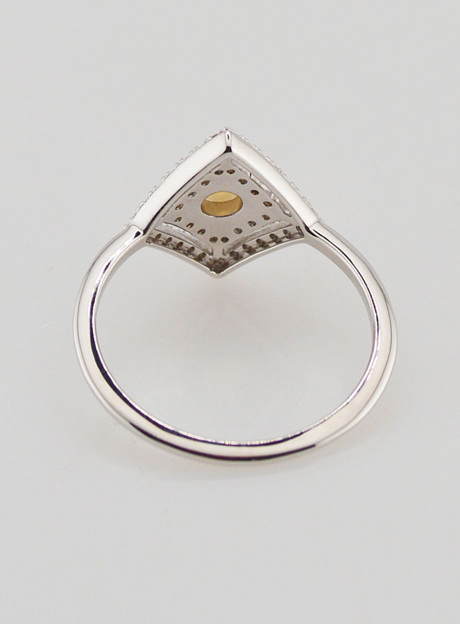 Bague Solitaire Losange Argent Rhodié et Zircons - T60 (pic 4)