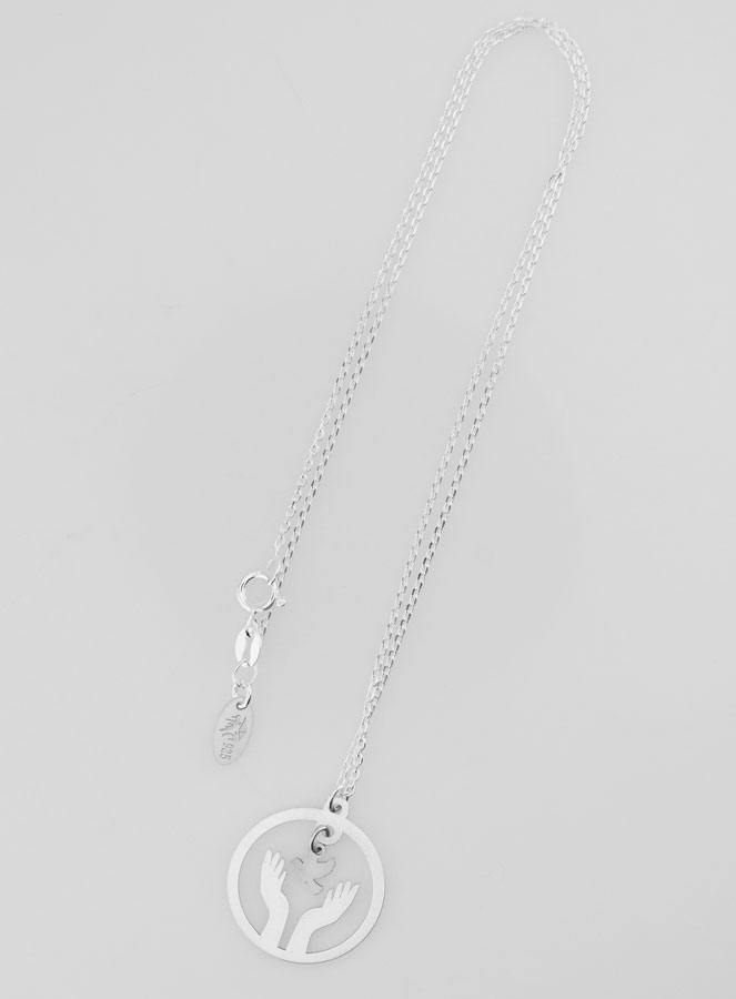 Collier Religieux Colombe & Mains - Argent 925/1000 (pic 2)