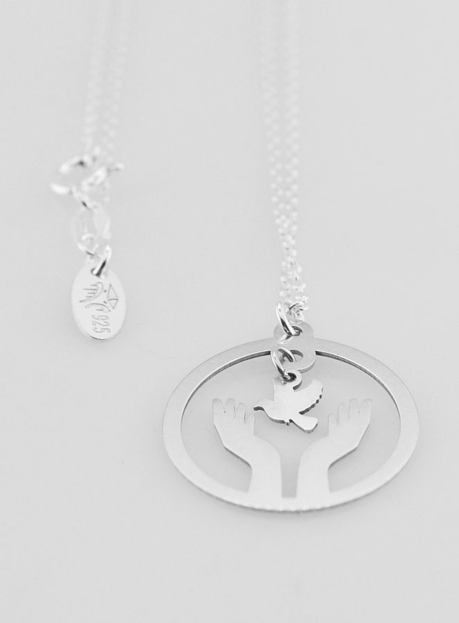 Collier Religieux Colombe & Mains - Argent 925/1000 (pic 3)