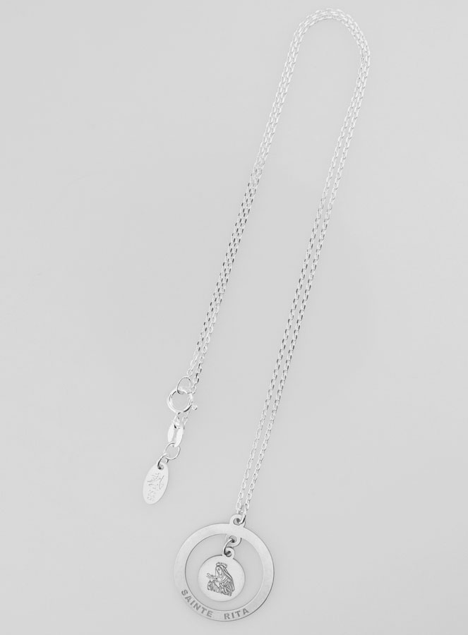 Collier Religieux en Argent - Pampille Sainte Rita (pic 2)
