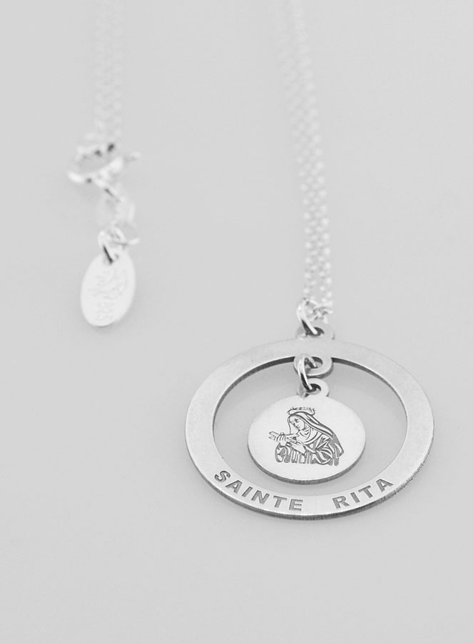 Collier Religieux en Argent - Pampille Sainte Rita (pic 3)