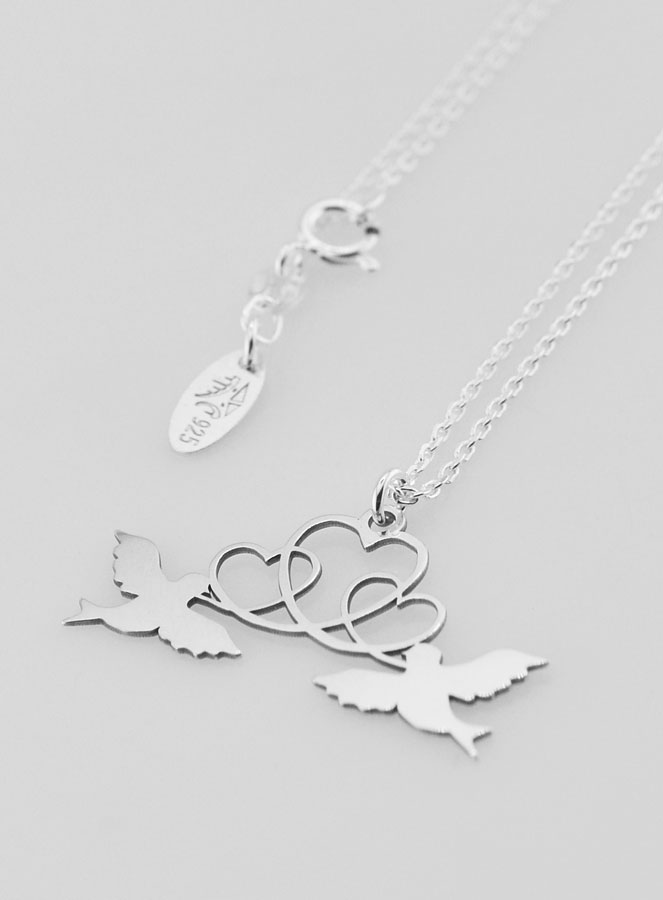 Collier Religieux Colombes & Coeurs - Argent 925/1000 (pic 1)