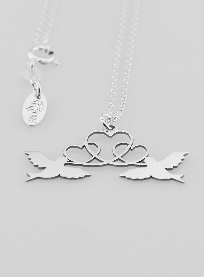 Collier Religieux Colombes & Coeurs - Argent 925/1000 (pic 3)