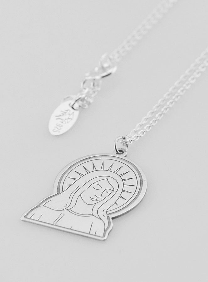 Collier Religieux Vierge Marie Couronnée - Argent 925/1000 (pic 1)