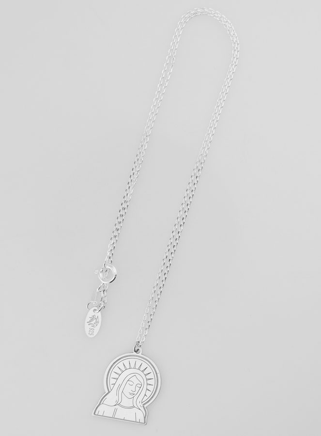 Collier Religieux Vierge Marie Couronnée - Argent 925/1000 (pic 2)