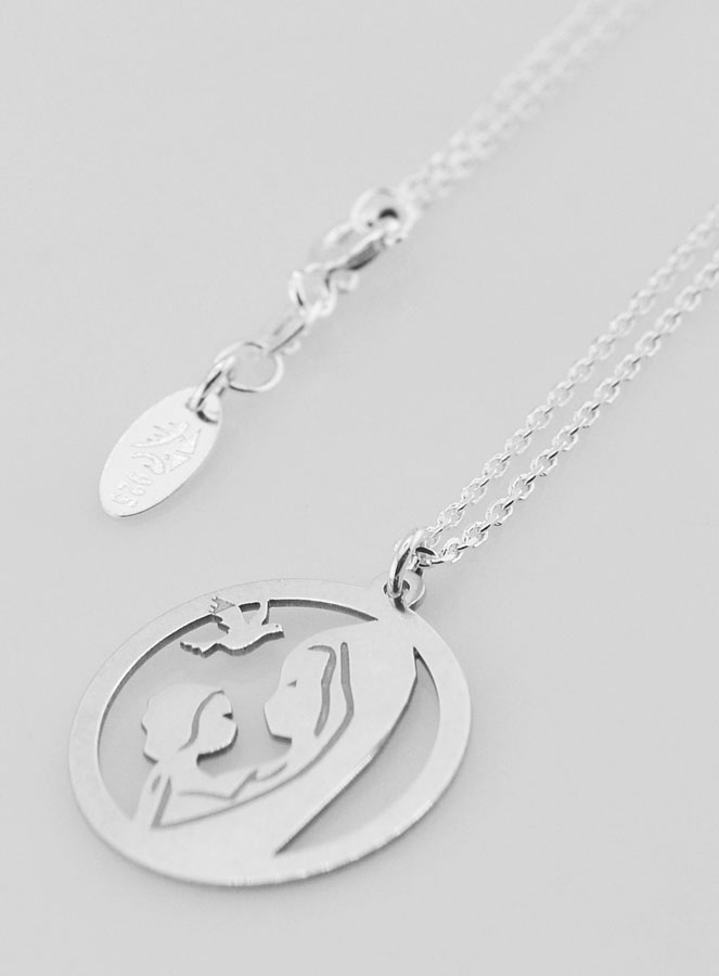 Collier Religieux Vierge à l'Enfant Argent 925/1000 (pic 1)