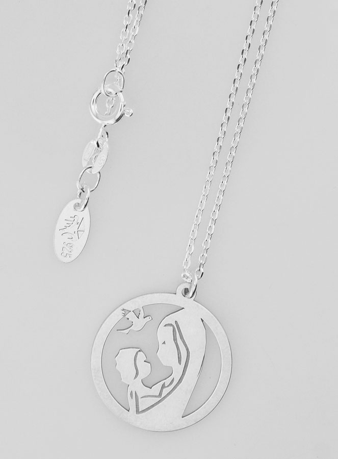 Collier Religieux Vierge à l'Enfant Argent 925/1000 (pic 4)