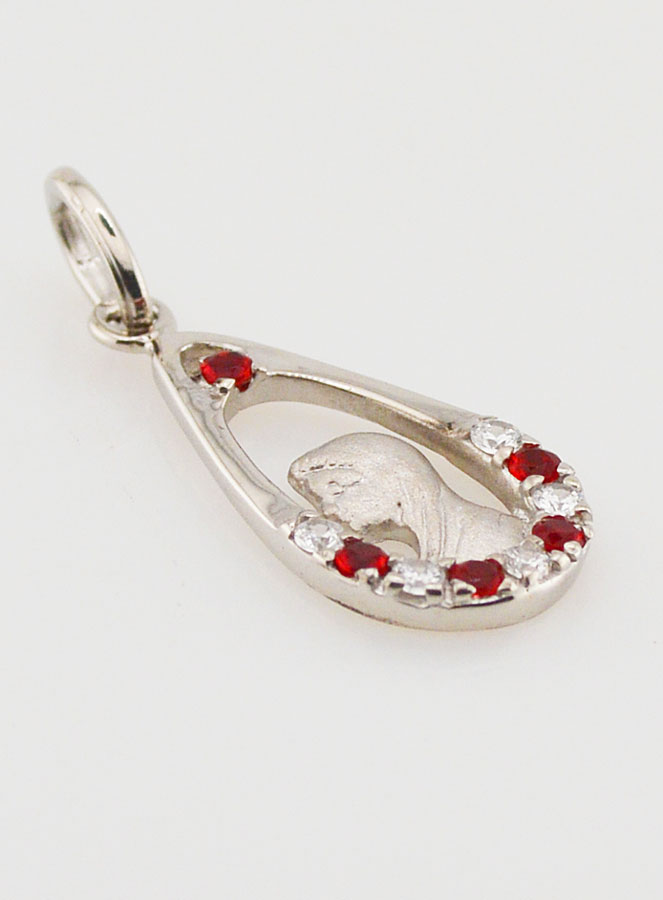 Pendentif Goutte Vierge Marie - Argent & Zirconium Rouge (pic 3)