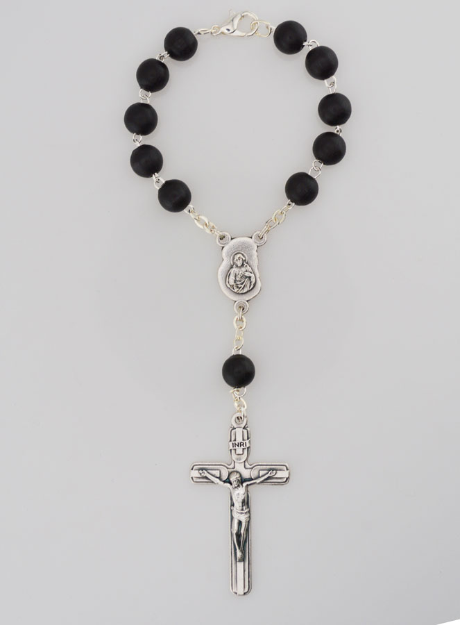Dizainier Ste Vierge Marie Grains Noirs & Croix de Jésus (pic 1)