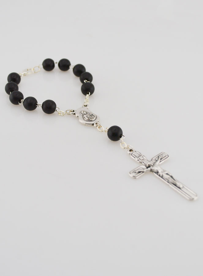 Dizainier Ste Vierge Marie Grains Noirs & Croix de Jésus (pic 4)