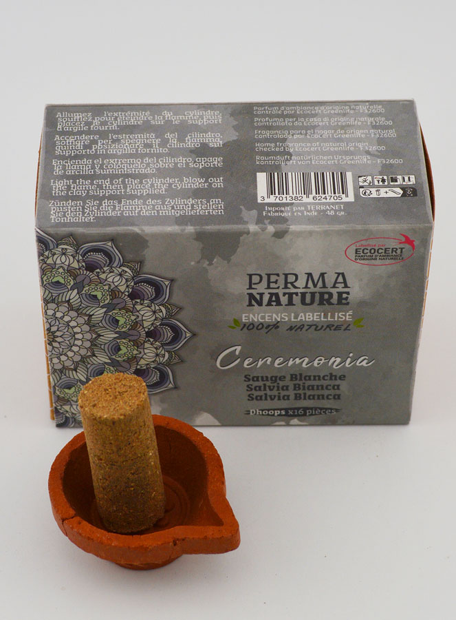 Encens Sauge Blanche Ecocert - Kit Dhoop + Encensoir (pic 2)
