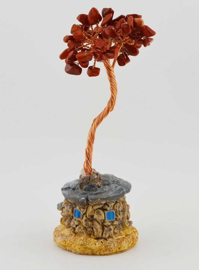 Arbre de vie Jaspe Rouge & Cabane - 14cm (pic 2)