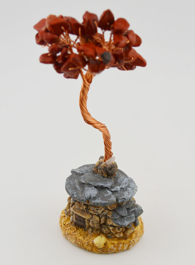 Arbre de vie Jaspe Rouge & Cabane - 14cm (pic 4)