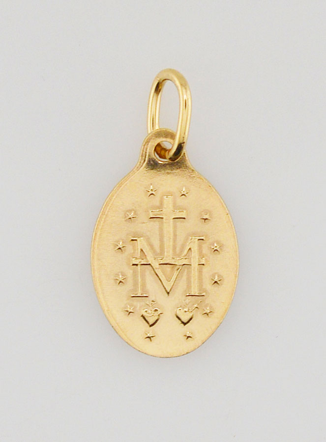 Médaille Miraculeuse Dorée - Email Turquoise - 15 mm (pic 4)