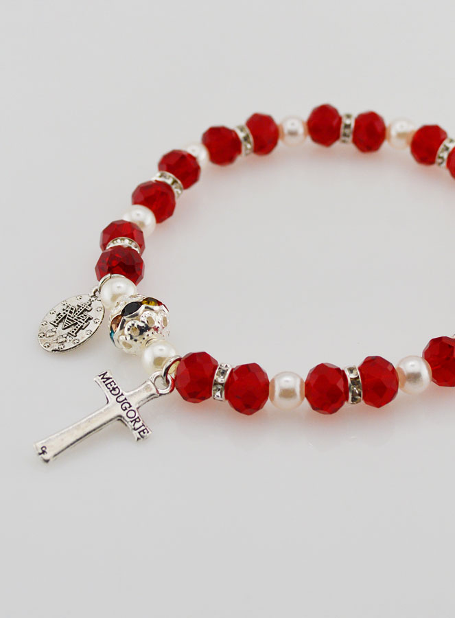 Bracelet Dizainier Croix et Miraculeuse - Rouge (pic 4)