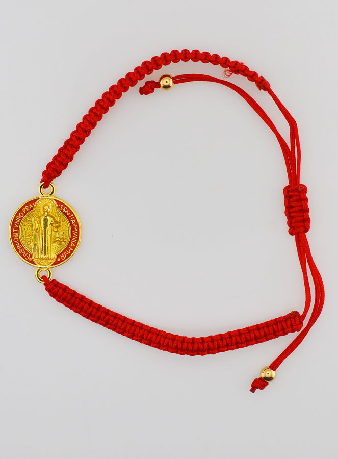 Bracelet Réglable Médaille de Saint Benoît - Rouge (pic 2)