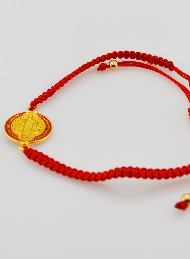 Bracelet Réglable Médaille de Saint Benoît - Rouge (pic 3)