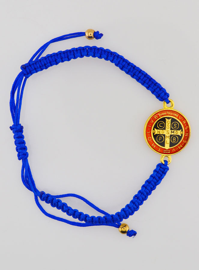 Bracelet Réglable Médaille de Saint Benoît - Bleu (pic 1)