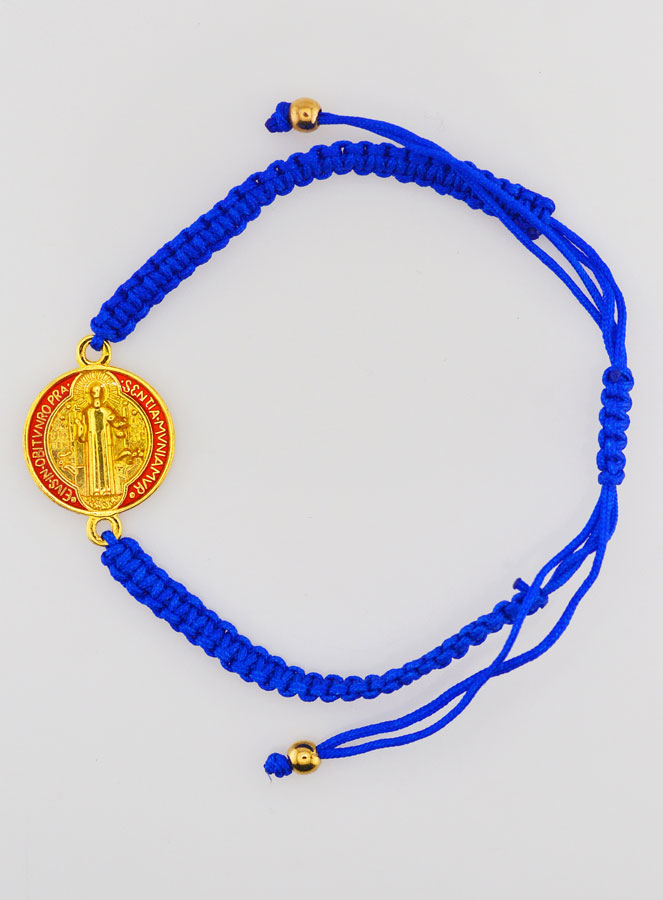 Bracelet Réglable Médaille de Saint Benoît - Bleu (pic 2)