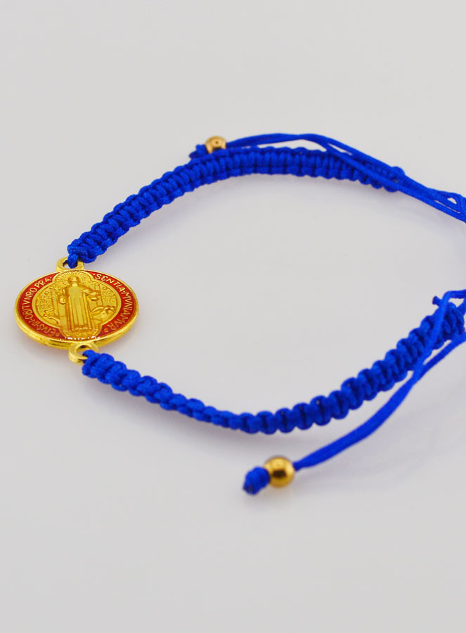 Bracelet Réglable Médaille de Saint Benoît - Bleu (pic 3)