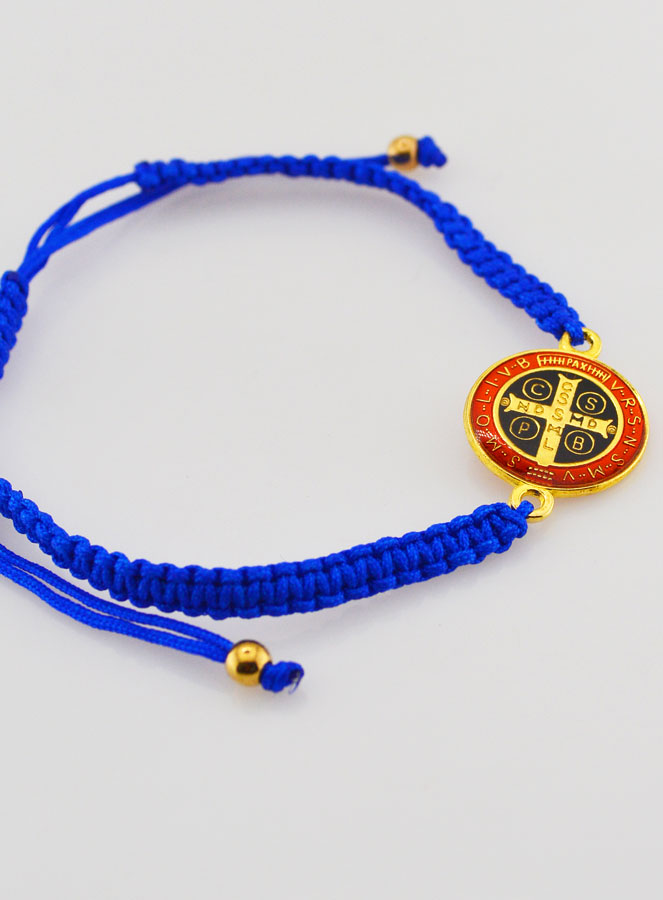 Bracelet Réglable Médaille de Saint Benoît - Bleu (pic 4)