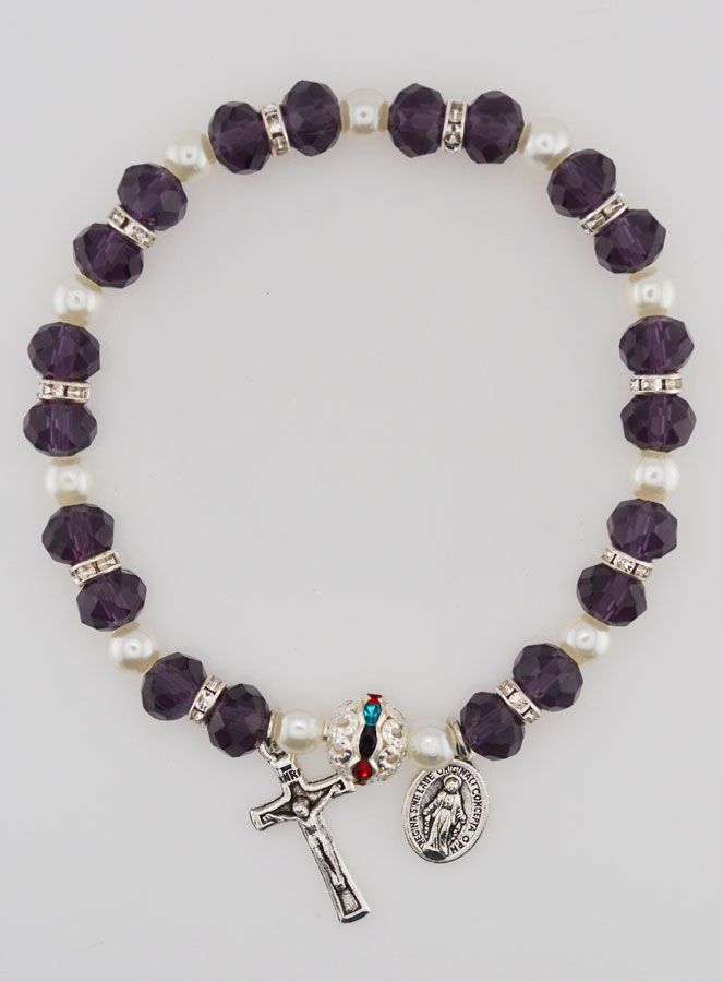 Bracelet Religieux Vierge Miraculeuse - Violet (pic 1)