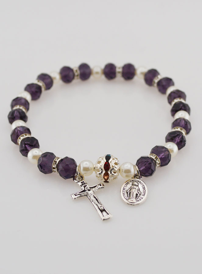 Bracelet Religieux Vierge Miraculeuse - Violet (pic 2)