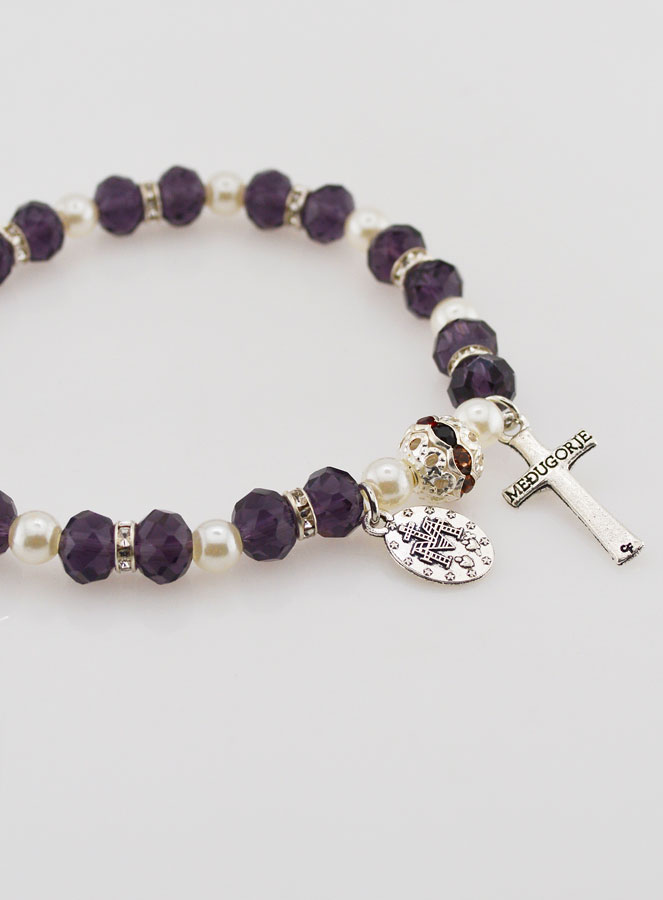 Bracelet Religieux Vierge Miraculeuse - Violet (pic 3)