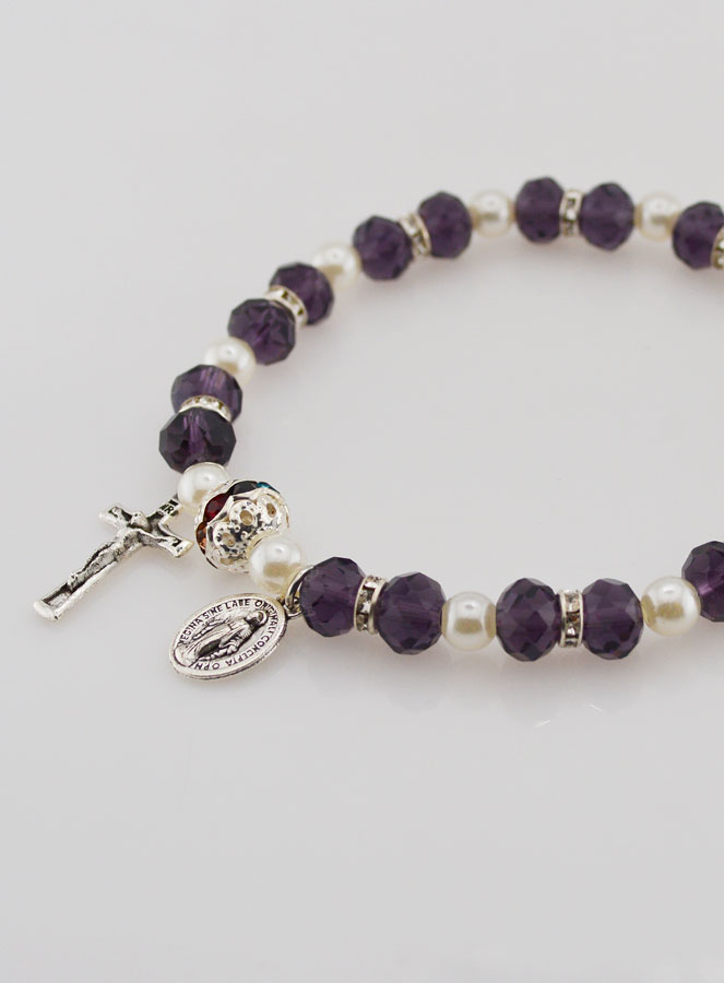 Bracelet Religieux Vierge Miraculeuse - Violet (pic 4)