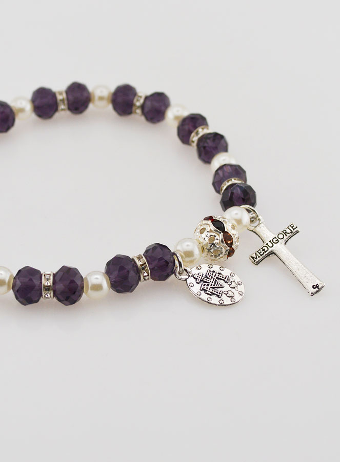 Bracelet Dizainier Croix et Miraculeuse - Violet (pic 3)