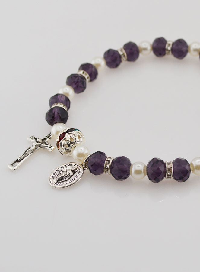 Bracelet Dizainier Croix et Miraculeuse - Violet (pic 4)