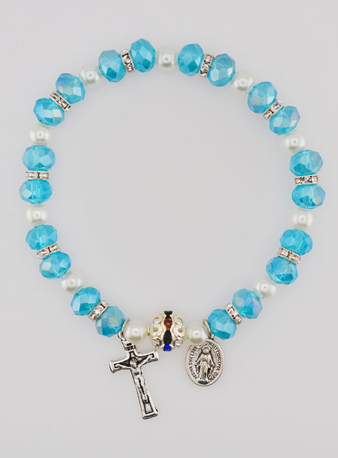 Bracelet Religieux Vierge Miraculeuse - Bleu Ciel (pic 1)