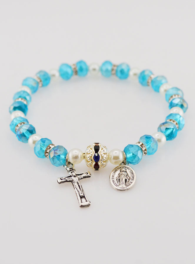 Bracelet Religieux Vierge Miraculeuse - Bleu Ciel (pic 2)