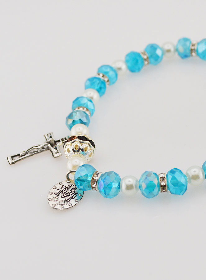 Bracelet Religieux Vierge Miraculeuse - Bleu Ciel (pic 4)