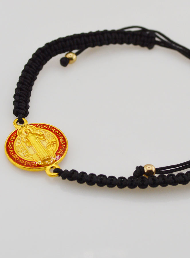 Bracelet Réglable Médaille de Saint Benoît - Noir (pic 3)