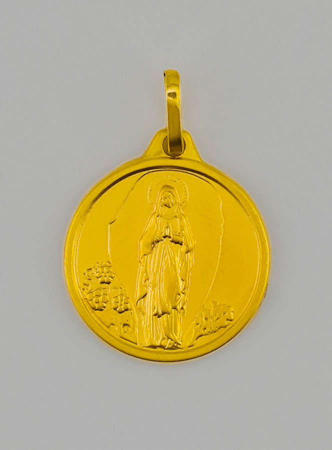 Médaille Notre Dame de Lourdes en Or 9k - 14mm (pic 1)
