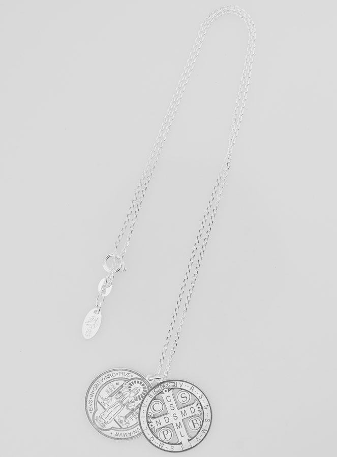 Collier Religieux Saint Benoît en Argent 20mm (pic 2)