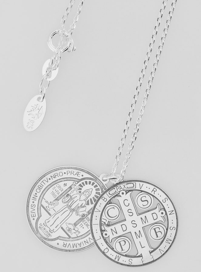 Collier Religieux Saint Benoît en Argent 20mm (pic 4)