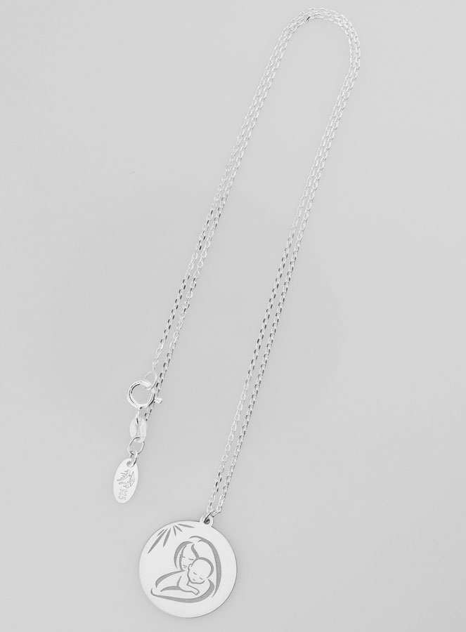 Collier Religieux Vierge à l'Enfant en Argent 20mm (pic 2)