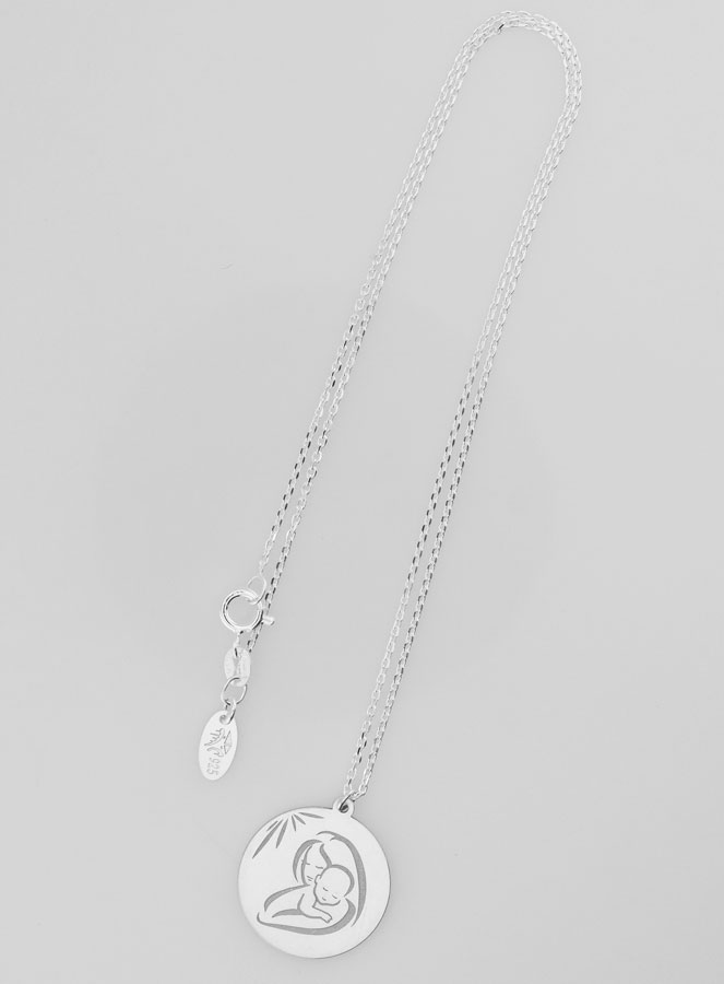 Médaille Vierge à l'Enfant & Chaîne - Argent 925 (pic 2)