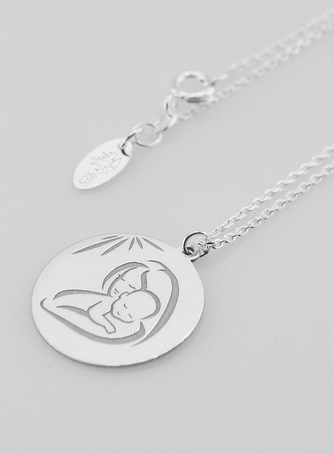 Médaille Vierge à l'Enfant & Chaîne - Argent 925 (pic 4)