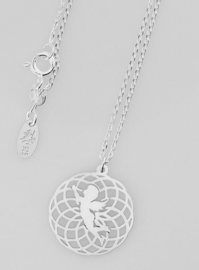 Collier Religieux Pendentif Ange & Rosace - 20mm (pic 1)