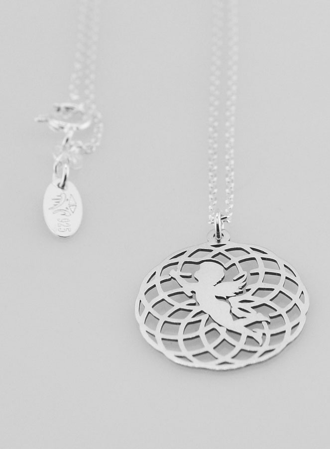 Collier Religieux Pendentif Ange & Rosace - 20mm (pic 4)